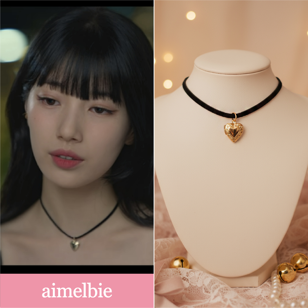 [Bae Suzy từ 'Doona ', IVE Yujin choker] ♥ Trang sức Hàn Quốc aimelbie ♥ Móc khóa trái tim cổ điển
