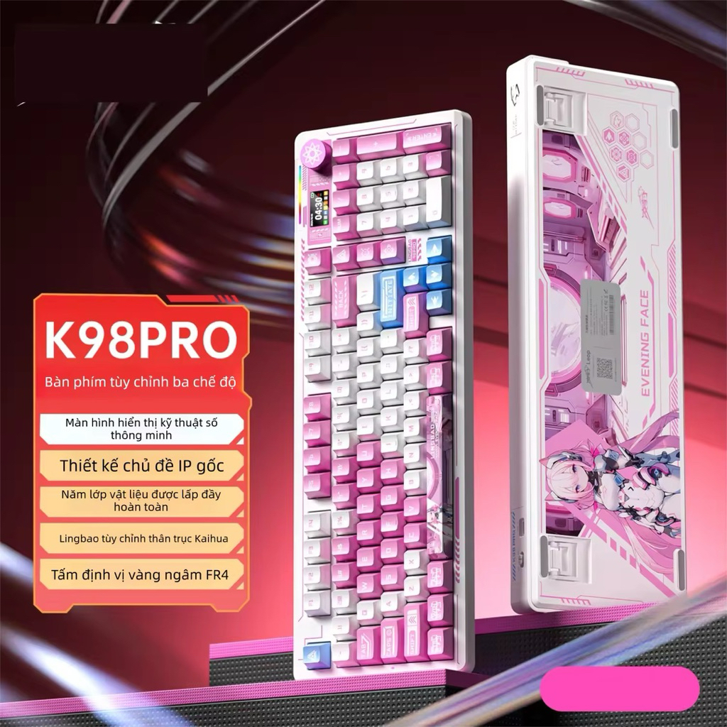 [Hoả tốc] Bàn Phím Cơ LINGBAO K98 Pro 98 Phím | 3 Mode Bluetooth/2.4G/Wired | RGB | Hotswap | Pin Lớ