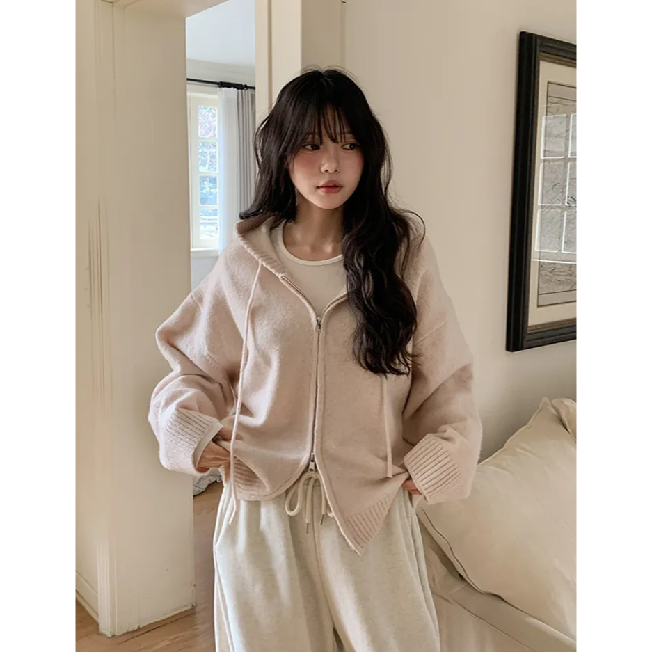 Áo khoác len 09Women có khóa kéo hai chiều phong cách tối giản Hàn Quốc - Order Chính hãng