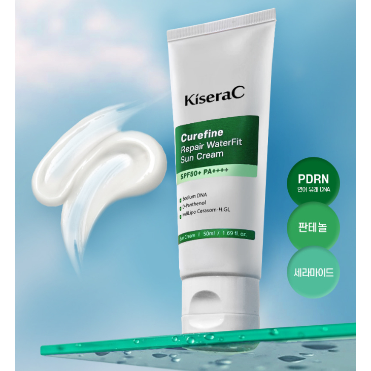 Kem chống nắng Kiserac Curefine PDRN Water-Fit 50ml / Chống tia cực tím SPF50 + PA + + + / Hydrating