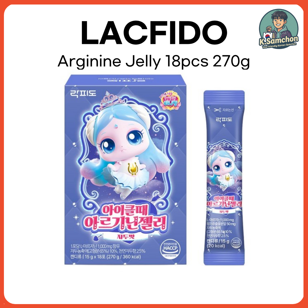 Lacfido Arginine Jelly 18 chiếc 1000mg Amino Acid Mix Đồ ăn nhẹ dinh dưỡng cho trẻ em Hàn Quốc