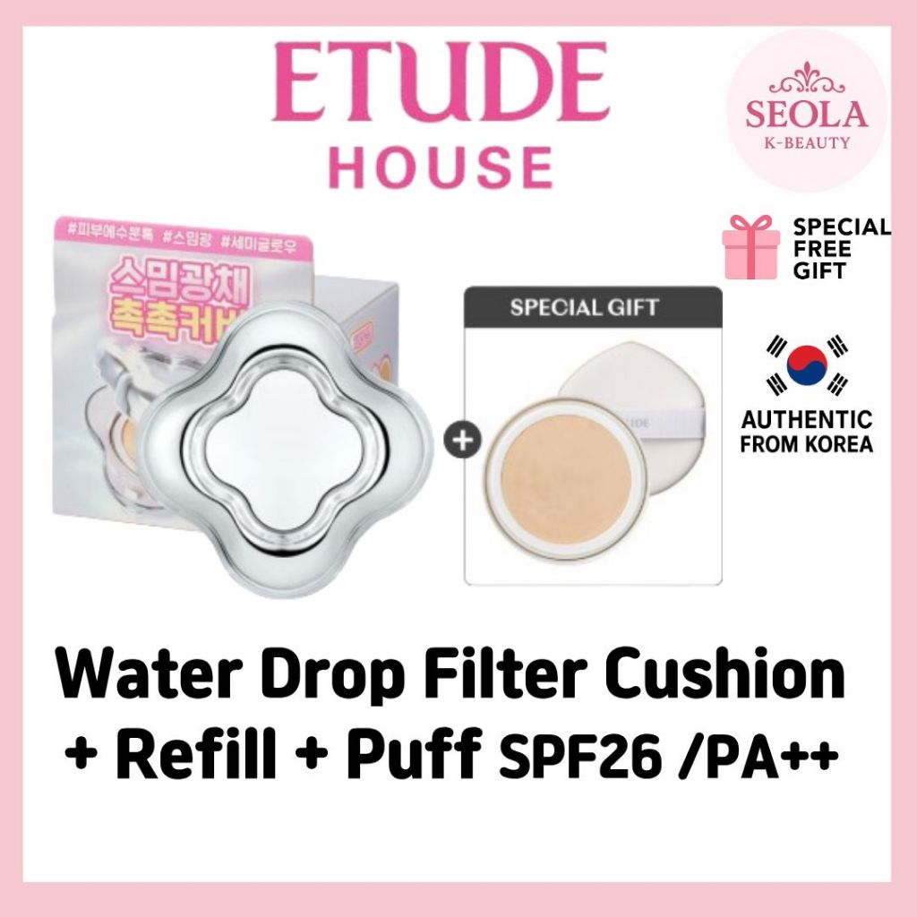 [ETUDE] Water Drop Filter Cushion SPF26 / PA++ / Phấn nước (Main Product + Refill + Puff) (Sản phẩm 