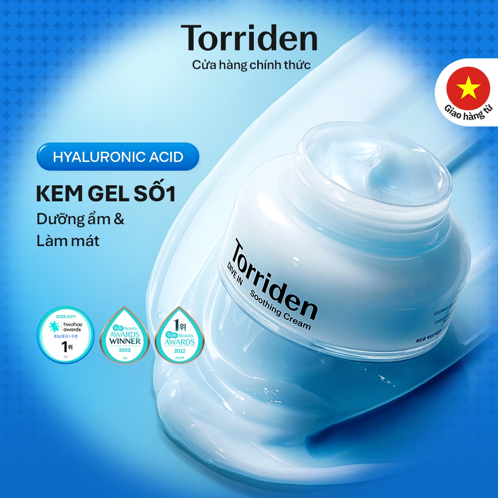 [Torriden Chính hãng] Kem dưỡng làm dịu da DIVE IN chứa Hyaluronic Acid, 100ml, Soothing Cream