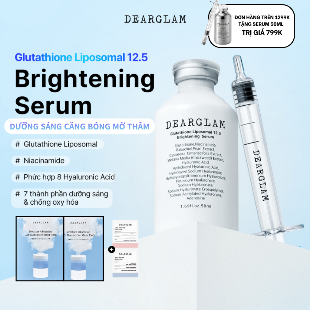 [Dearglam] Serum Glutathione Liposomal 125.000ppm dưỡng trắng căng bóng mờ thâm nám Dearglam Serum 1