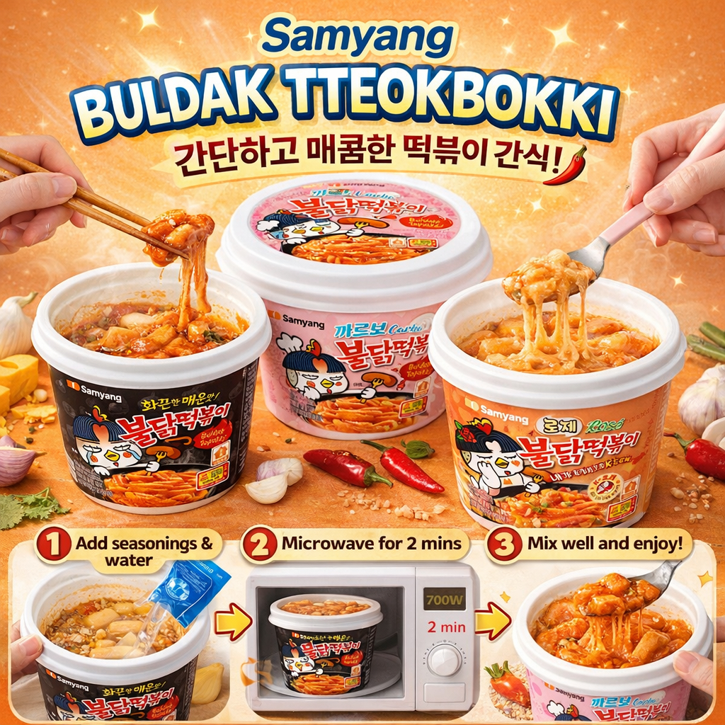 [Olive Young] Samyang Buldak Tteokbokki Bánh gạo cay Carbonara hoặc Rosé Cup 1ea