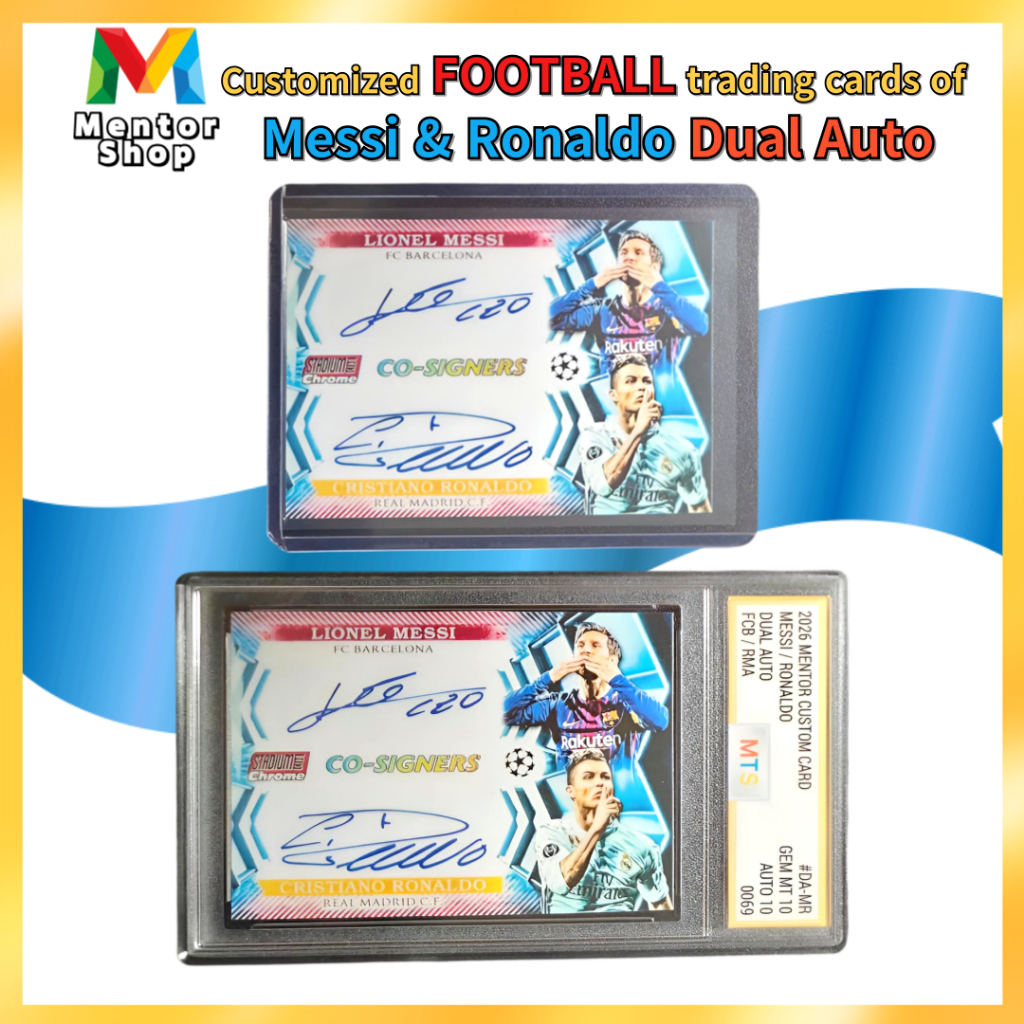 [Cửa hàng cố vấn] ✨ Messi Ronaldo Dual Auto Custom Card GOAT Rival MTS Graded Football Trading Card 