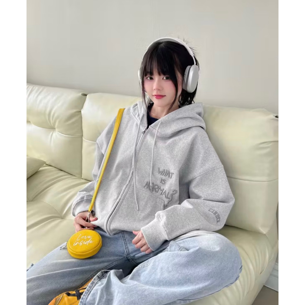 Pass hoodie zip cinder form boxy