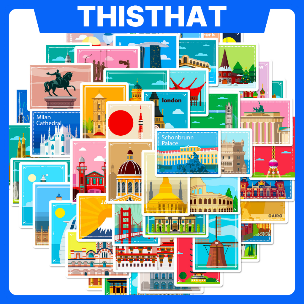 Bộ 50 Miếng Dán Cột Mốc / Miếng Dán Dễ Thương, Vali, Vỏ Điện Thoại, Laptop Và Quà Tặng Cho Trẻ Em