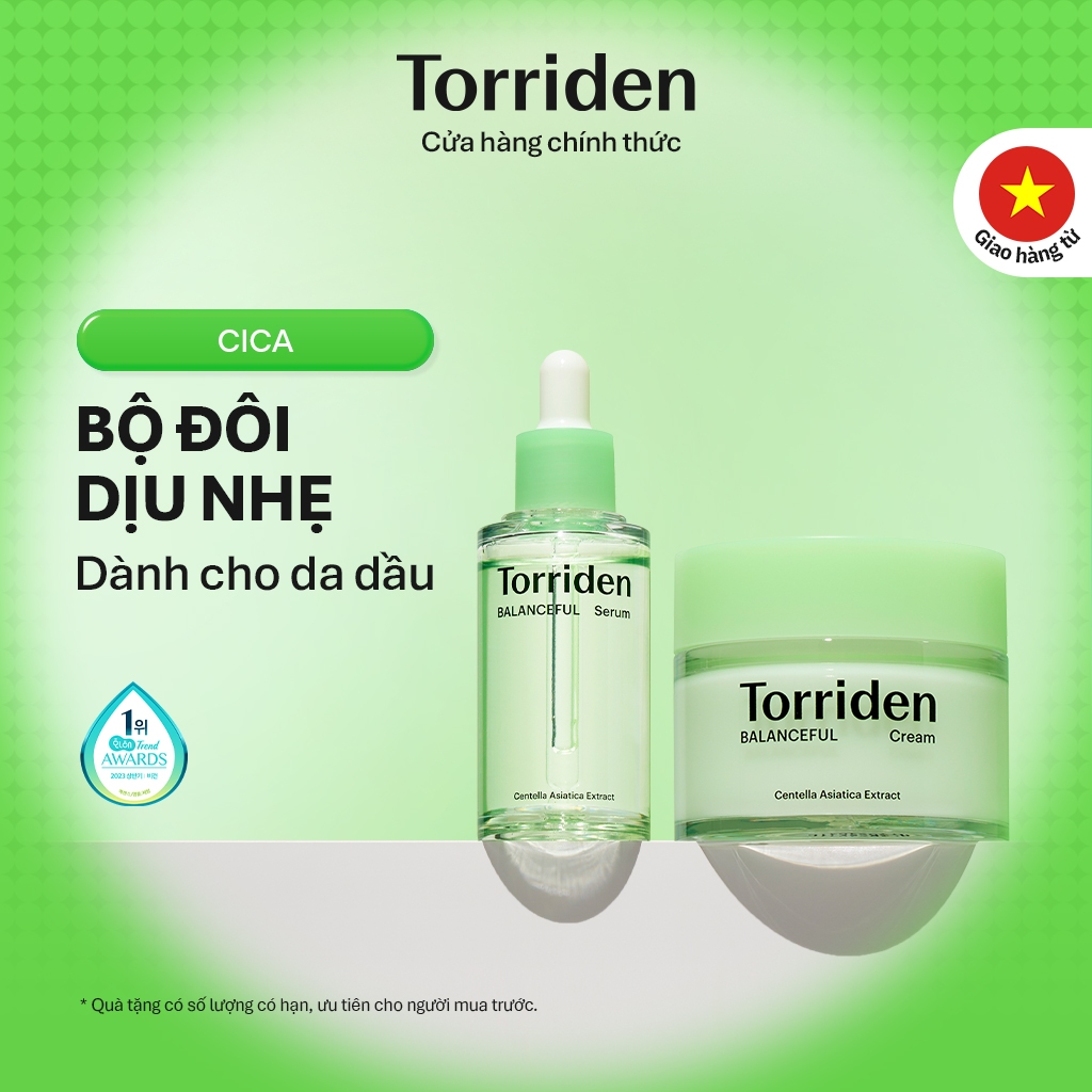 [Torriden Chính hãng] [SET] Serum và kem dưỡng BALANCEFUL CICA, 50ml+80ml