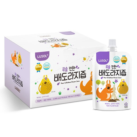 Nước ép rễ hoa LUSOL Pear & Balloon 100ml x 20 Túi | Nước ép trái cây Hàn Quốc | Nhập khẩu Hàn Quốc