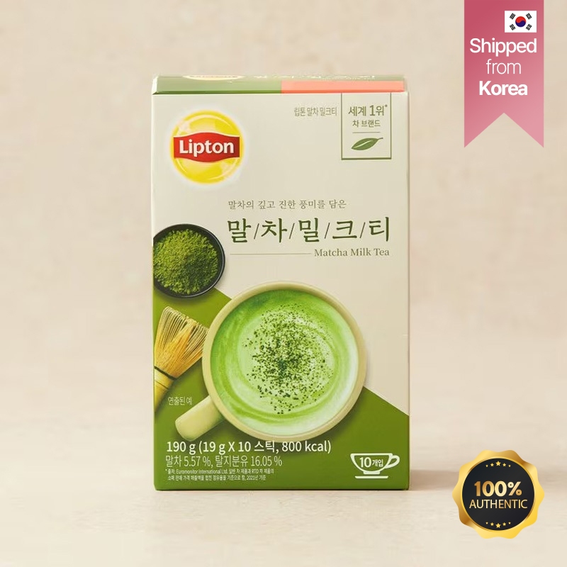 [Lipton] Trà sữa Matcha, 19 g x 10 que | Đồ uống dạng bột