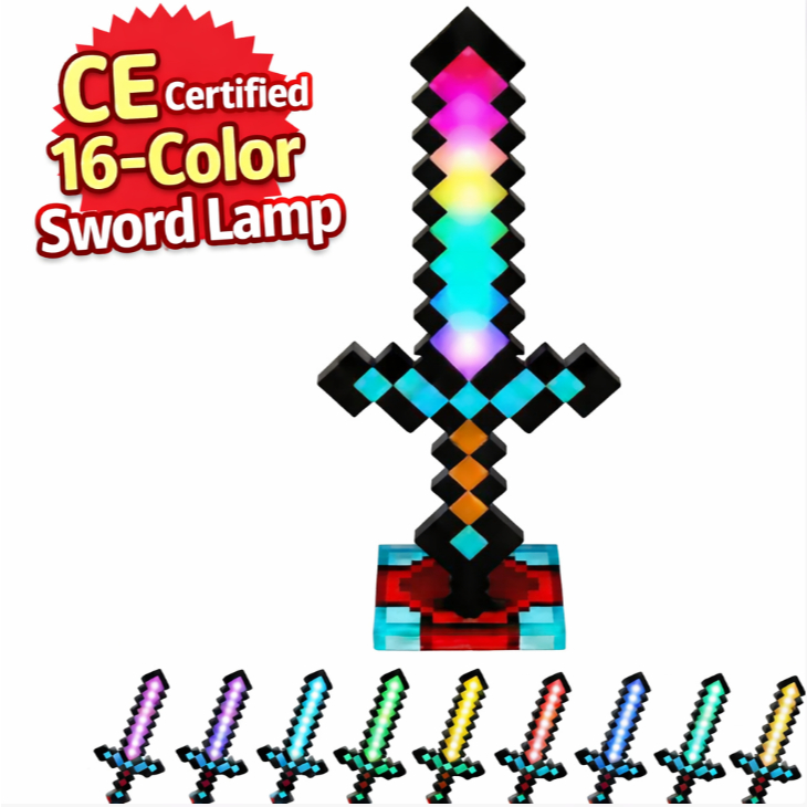 Đèn LED Minecraft Diamond Sword 16 màu có thể sạc lại Pixel Sword Mood Light