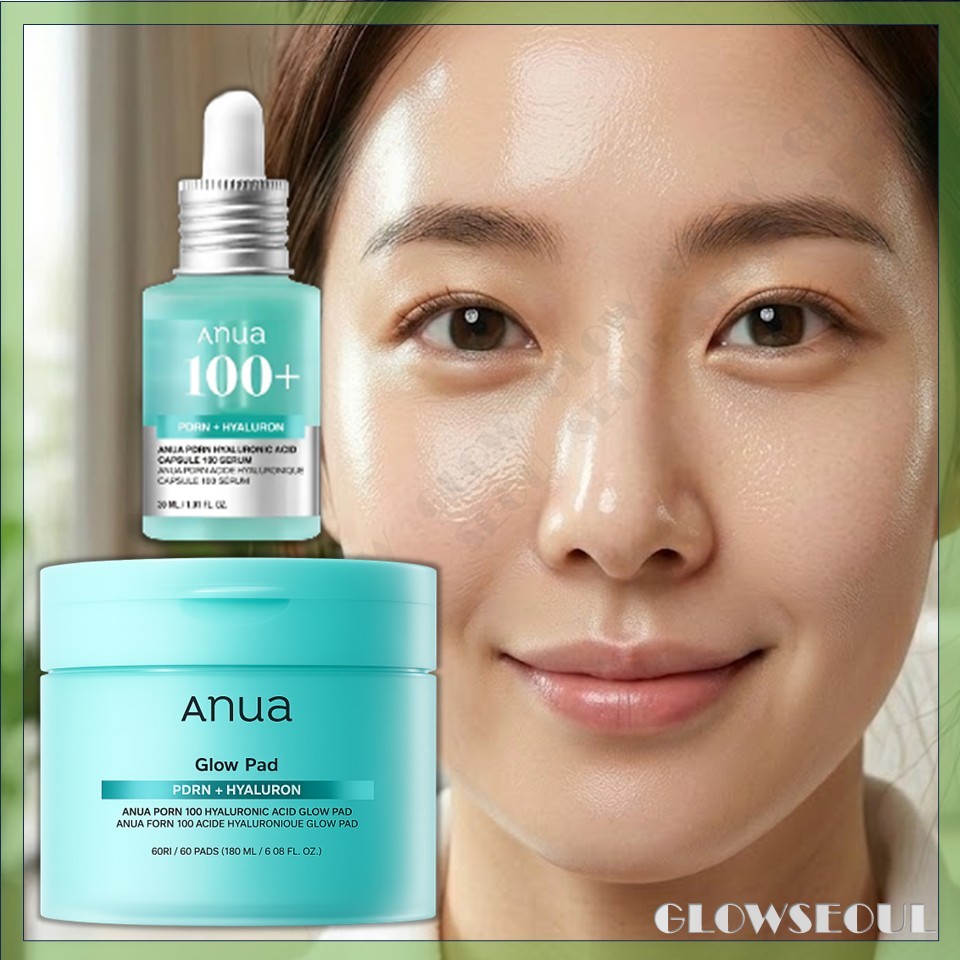 ANUA PDRN HYALURONIC CAPSULE 100 SERUM 30ML và PDRN Hyaluronic Glow Pad
