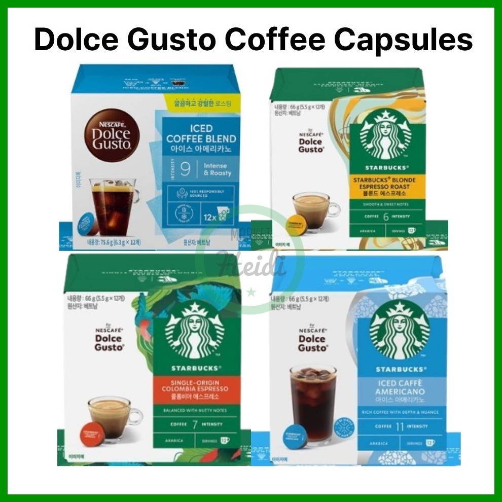 [NESCAFE] Viên nang cà phê Starbucks Dolce Gusto Iced Americano 12 gói | Cà phê đá | Cà phê Gourmet 