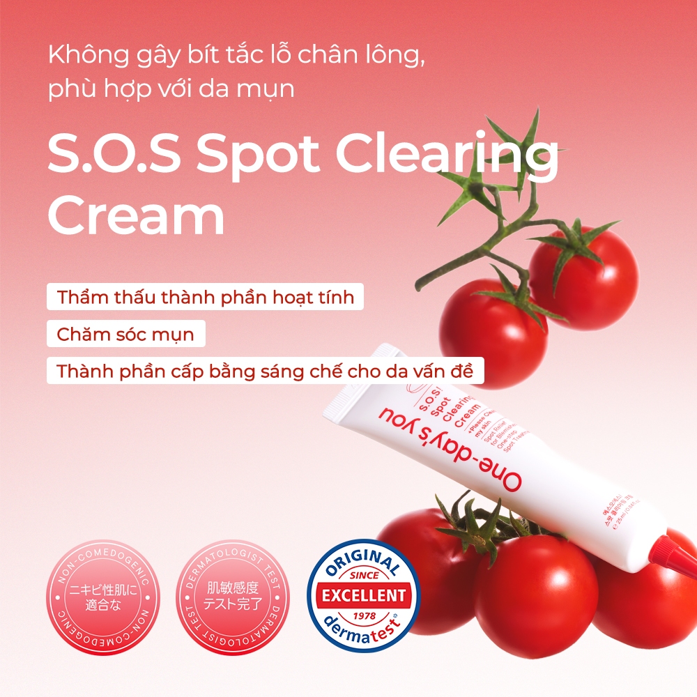 [One-day's you chính hãng][HSD 6/11/2026] Kem dưỡng S.O.S Spot Clearing Cream 25ml Giảm mụn viêm