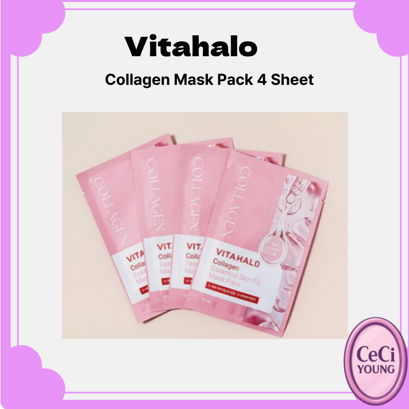 Vitahalo Collagen Mask Pack 4 tờ, Mặt nạ dưỡng ẩm & săn chắc Hàn Quốc / ceci young
