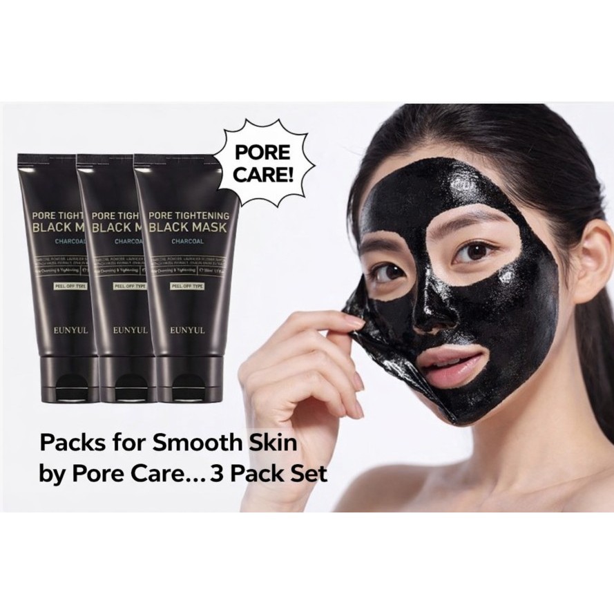 EUNYUL Pore Tighting Black Mask Peel Off Pack 3 chiếc Than Tẩy mụn đầu đen Mặt nạ chăm sóc lỗ chân l