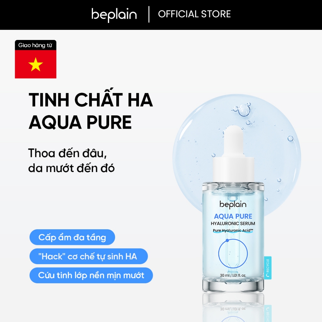 [Beplain Chính Hãng] Tinh chất Serum Dưỡng ẩm chuyên sâu BEPLAIN AQUA PURE HYALURONIC 30ML