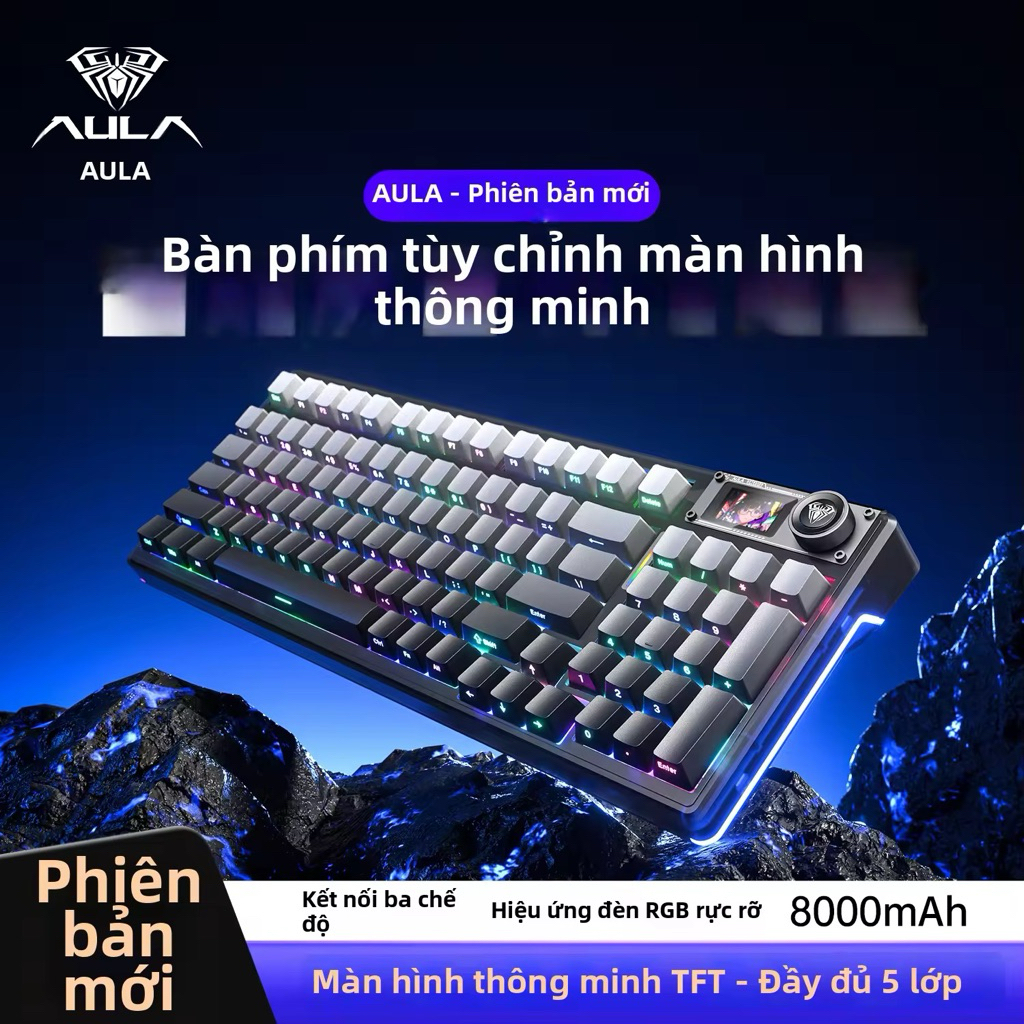 [Hoả tốc] Bàn phím cơ AULA F98 Pro V3 3 Mode | TFT Screen | RGB Full Key | Hot Swap | Bluetooth 2.4G
