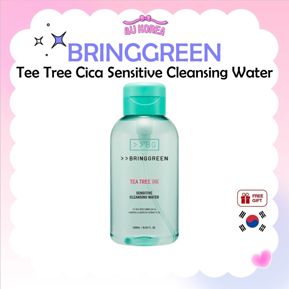 Nước rửa mặt nhạy cảm BRINGGREEN Tee Tree Cica 500ml / K-BEAUTY