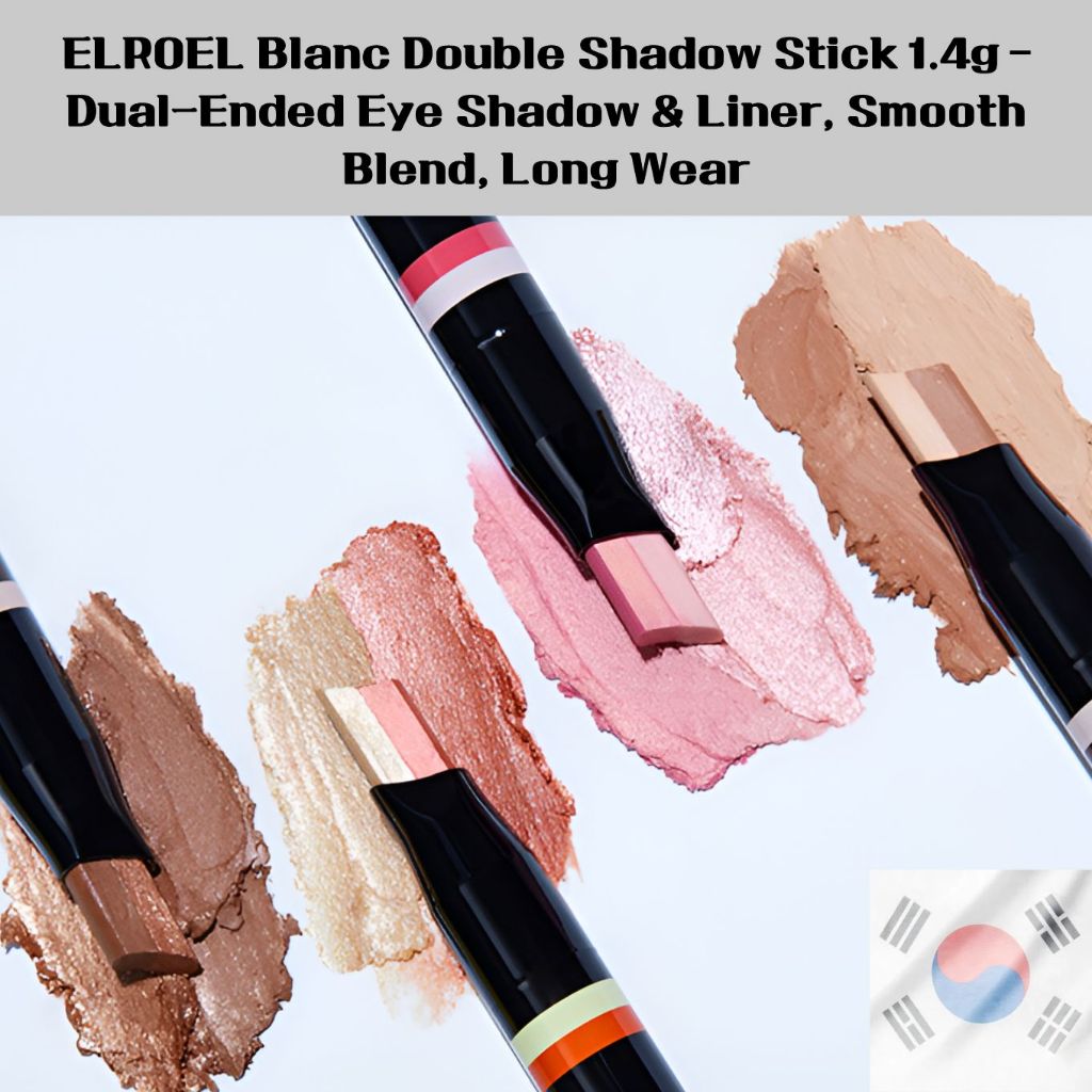 ELROEL Blanc Double Shadow Stick 1.4g – Phấn mắt và lớp lót hai đầu, Hỗn hợp mịn màng, mài mòn lâu d