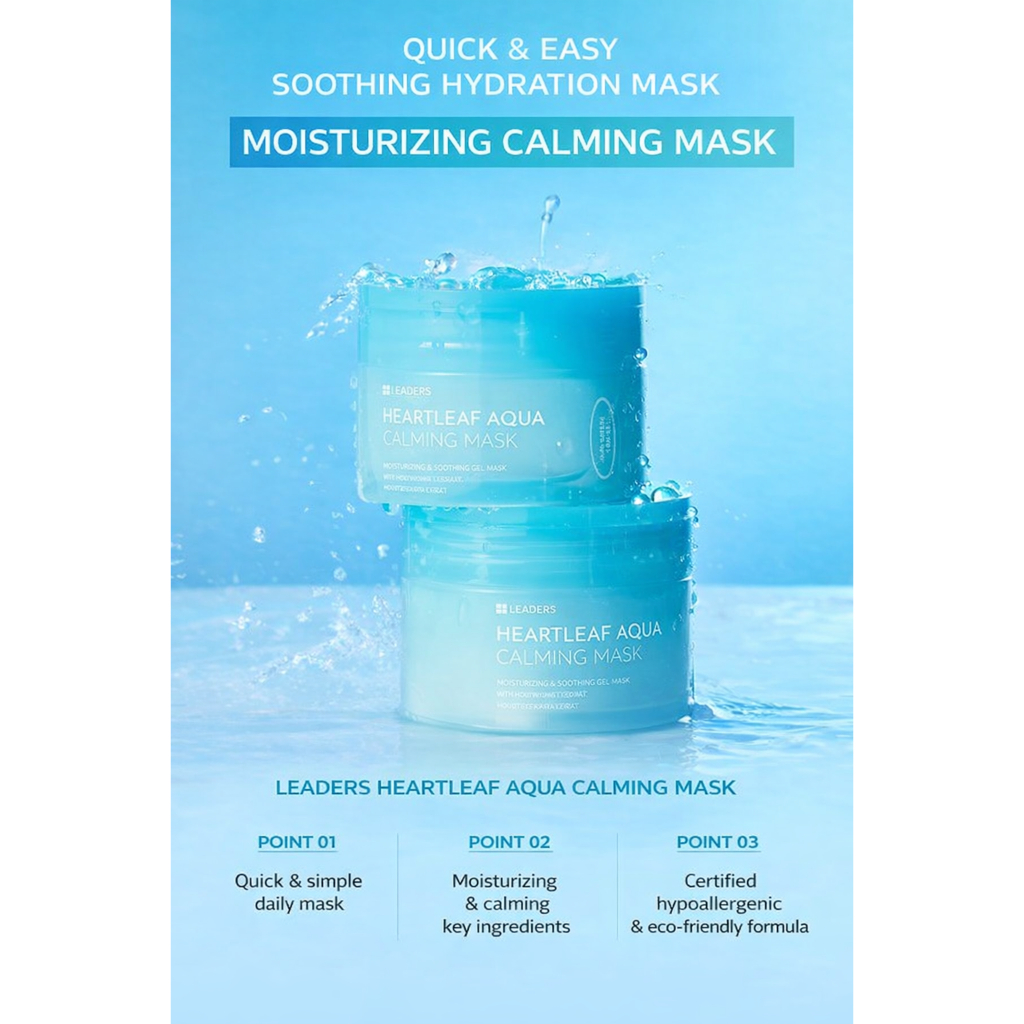 Beauty Skincare - Leaders Heartleaf Aqua Calming Mask 14 tờ Hydrating Soothing Daily Sheet Mask