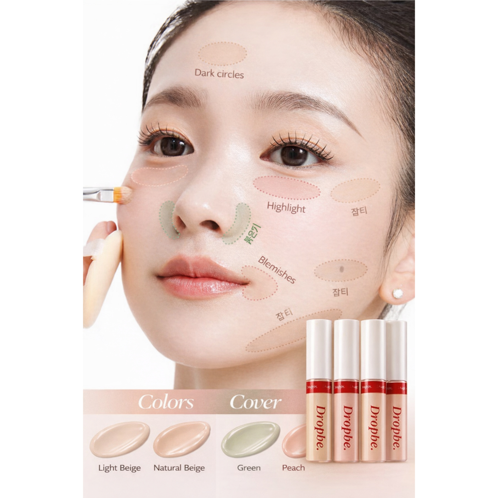 Dropbe Color Pick Concealer 4.5g Blemish Dark Circle Redness Cover Nhẹ Độ bám dính cao Hàn Quốc Vira