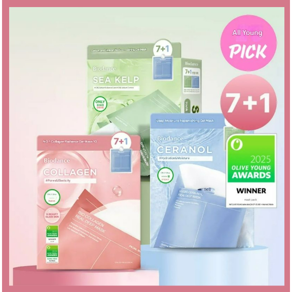 Bộ đặc biệt BIODANCE Real Deep Mask 7 + 1 (Collagen / Ceranol / Tảo bẹ biển)