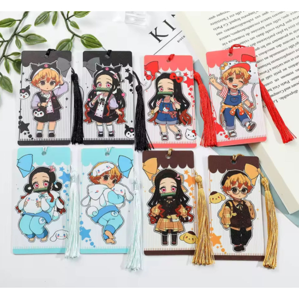Demon Slayer Book mark Book Clip 4 Loại Nezuko Zenitsu Anime Nhật Bản