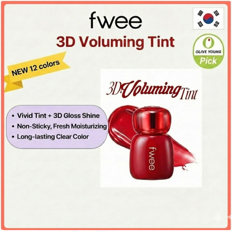[FWEE] 3D Voluming Tint 3.8g (12 Màu) Son dưỡng môi có độ bóng cao & Bóng K-Beauty Oliveyoung