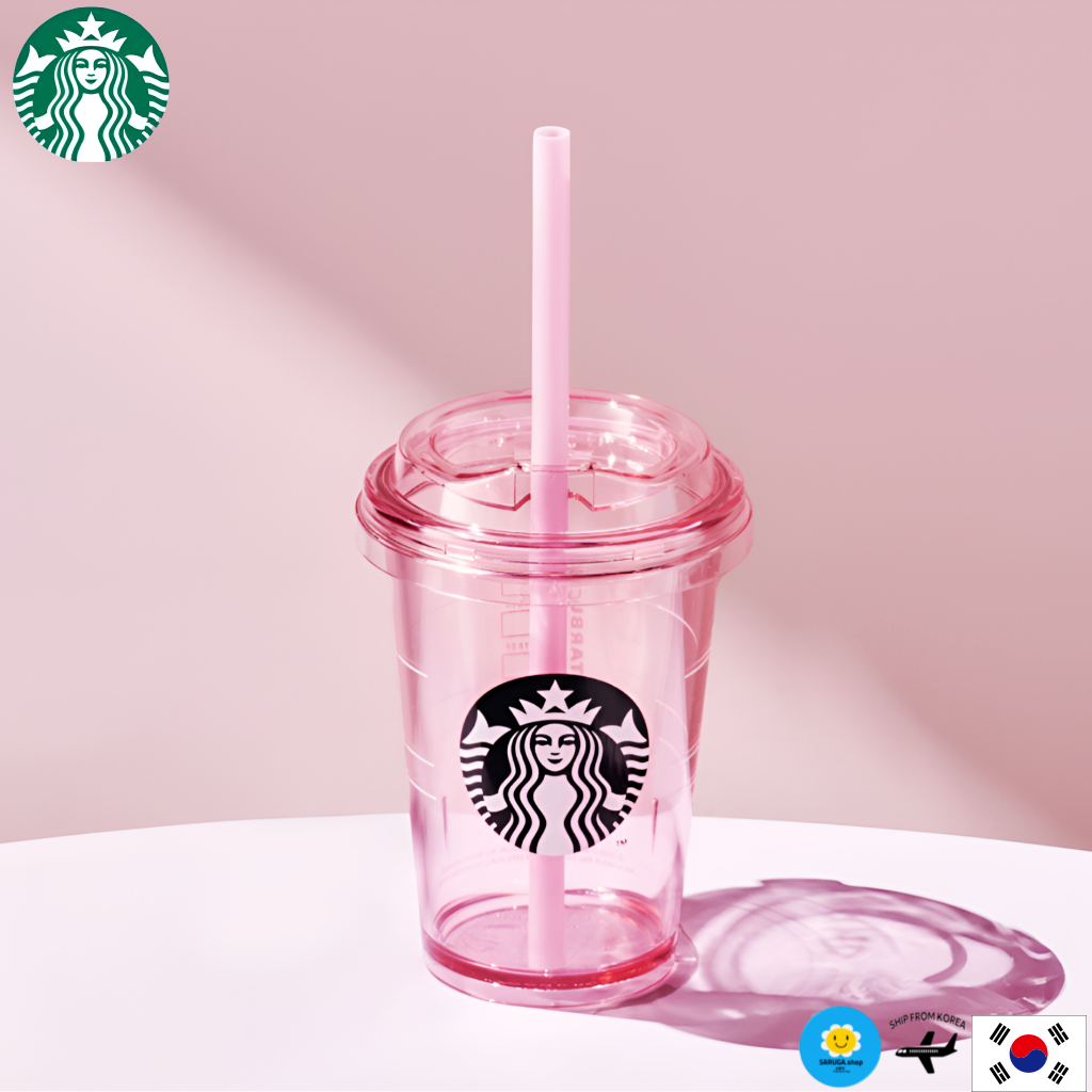 [Starbucks] Blooming Pink Mini Cold Cup 300ml, Cốc lạnh Mini màu hồng nở 300ml, Cốc uống nước lạnh