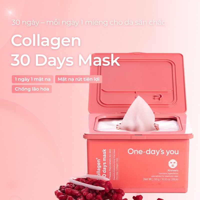 Hộp 30 miếng Mặt Nạ/ Daily Mask Collagen Cấp Nước, Làm Sáng Da, Chống Lão Hóa | ONE DAY'S YOU Collag