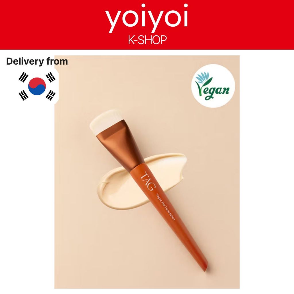 DAISO TAG Vegan Flat Foundation Brush K-Beauty Flawless Smooth Complexion Makeup Tool