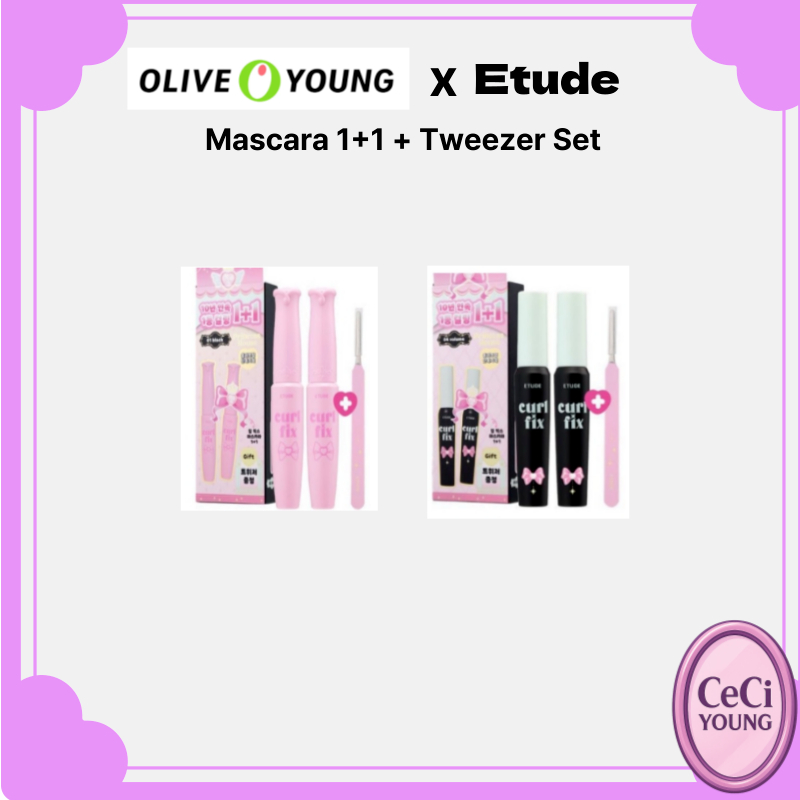 [Etude] Etude Curl Fix Mascara 1 + 1 + Bộ nhíp / Mascara uốn cong Hàn Quốc / Khối lượng lâu dài của 