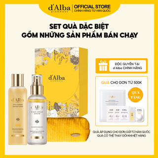 [d'Alba Official ] Set quà chăm sóc và dưỡng sáng da cao cấp  (Mist Serum 100ml, Serum Toner 180ml, Túi logo d'Alba màu vàng)