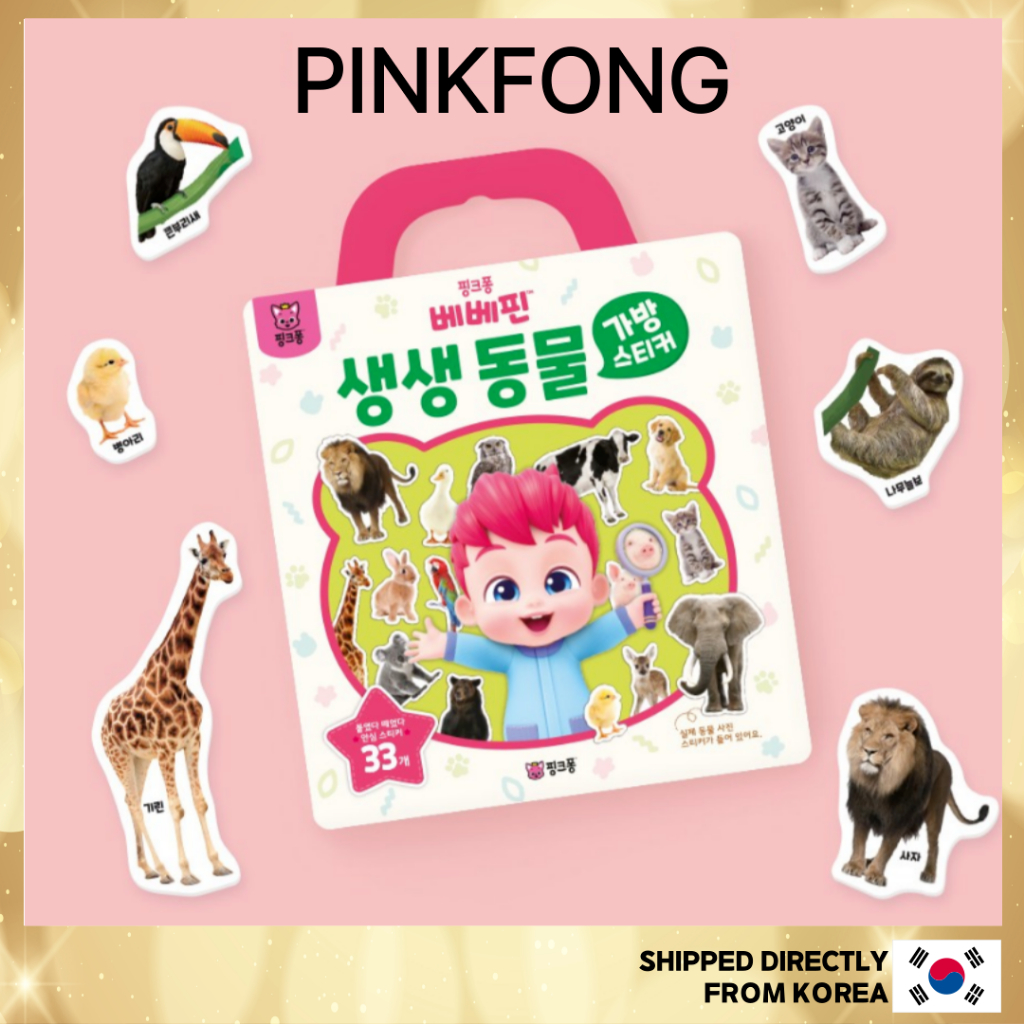 [HỒNG] Sách dán túi Bebefinn 8 loại - Bộ đồ chơi nhãn dán di động cho trẻ em