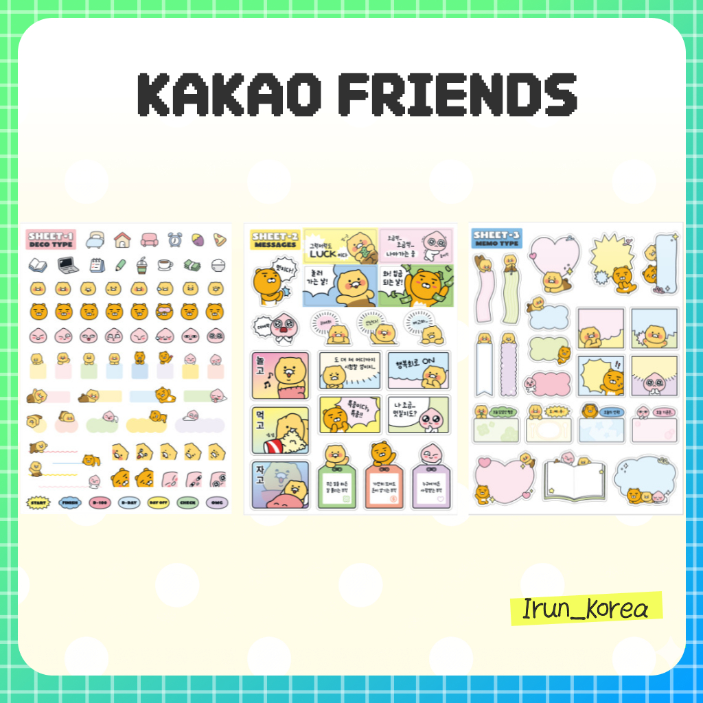 [KAKAO FRIENDS] Bộ nhãn dán Kakao Friends Deco 3P