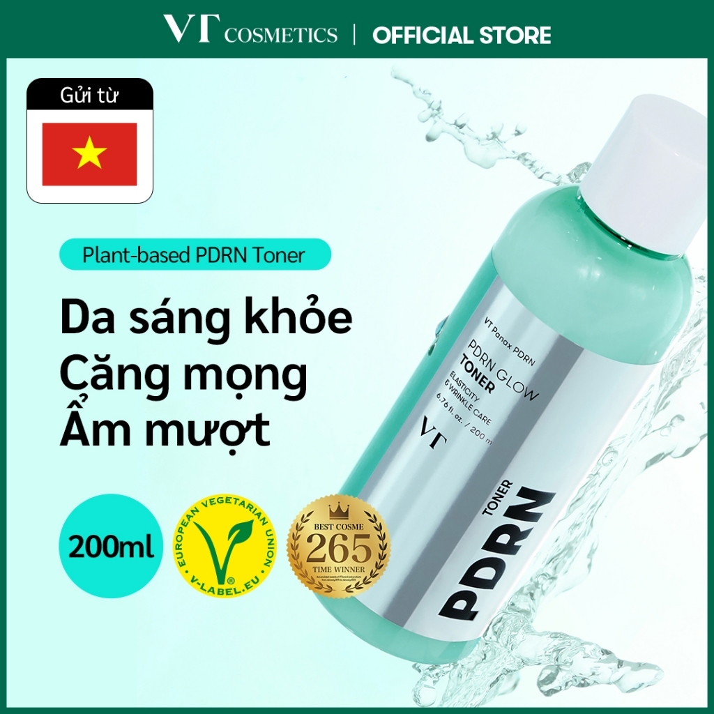 [VT] Nước Hoa Hồng PDRN Glow 200ml – Toner Dưỡng Ẩm, Làm Sáng Da, Thuần Chay, Phục Hồi Da Skincarehssv <Flagship Chính Hãng>
