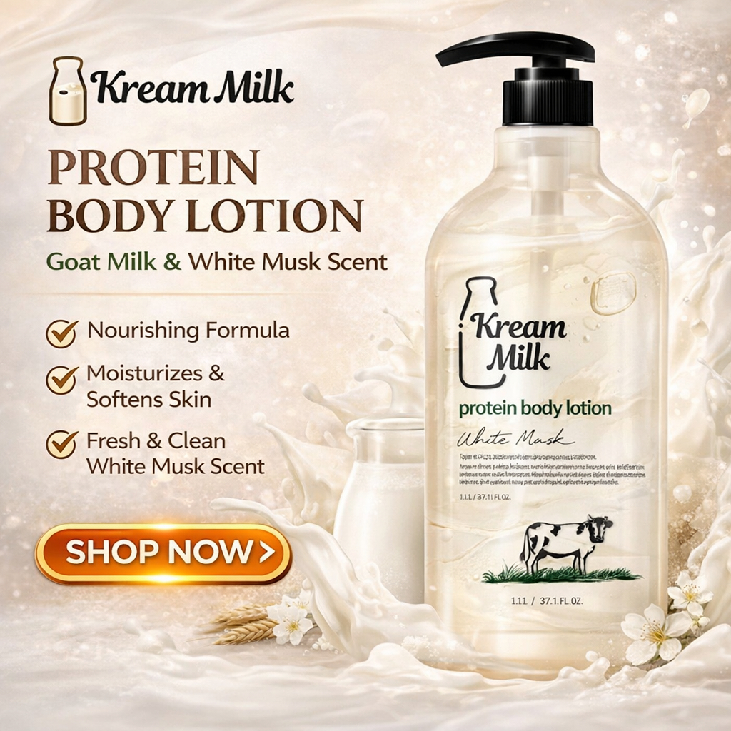 Sữa dưỡng thể dê Kream Milk Protein 1.1L | Hương xạ hương trắng | Dưỡng ẩm sâu | Kích thước lớn