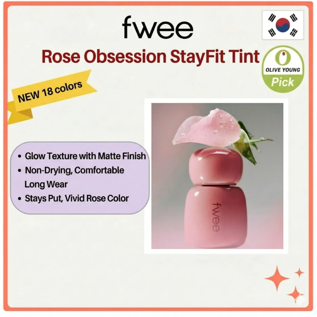 [FWEE] Rose Obsession StayFit Tint 18 Màu Glow Matte Trang điểm Hàn Quốc Moist Oliveyoung