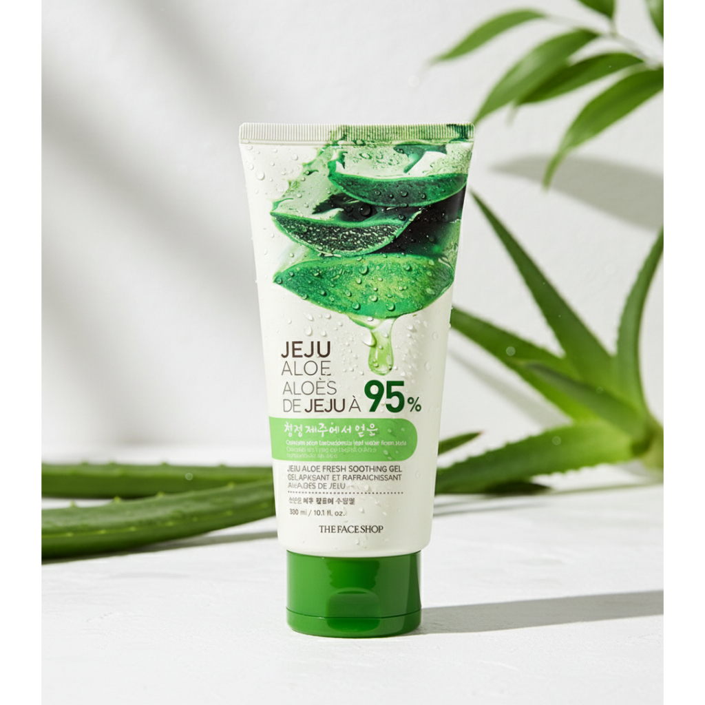 The Face Shop Jeju Aloe Fresh Soothing Gel 300ml – Loại lọ & ống | 95% lô hội Jeju
