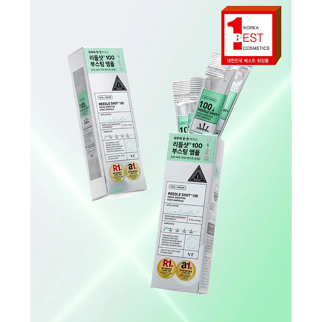 VT Reedle Shot 100 Facial Boosting First Ampoule 2ml x 6ea Cica Micro Needle Skin Booster Hàn Quốc C