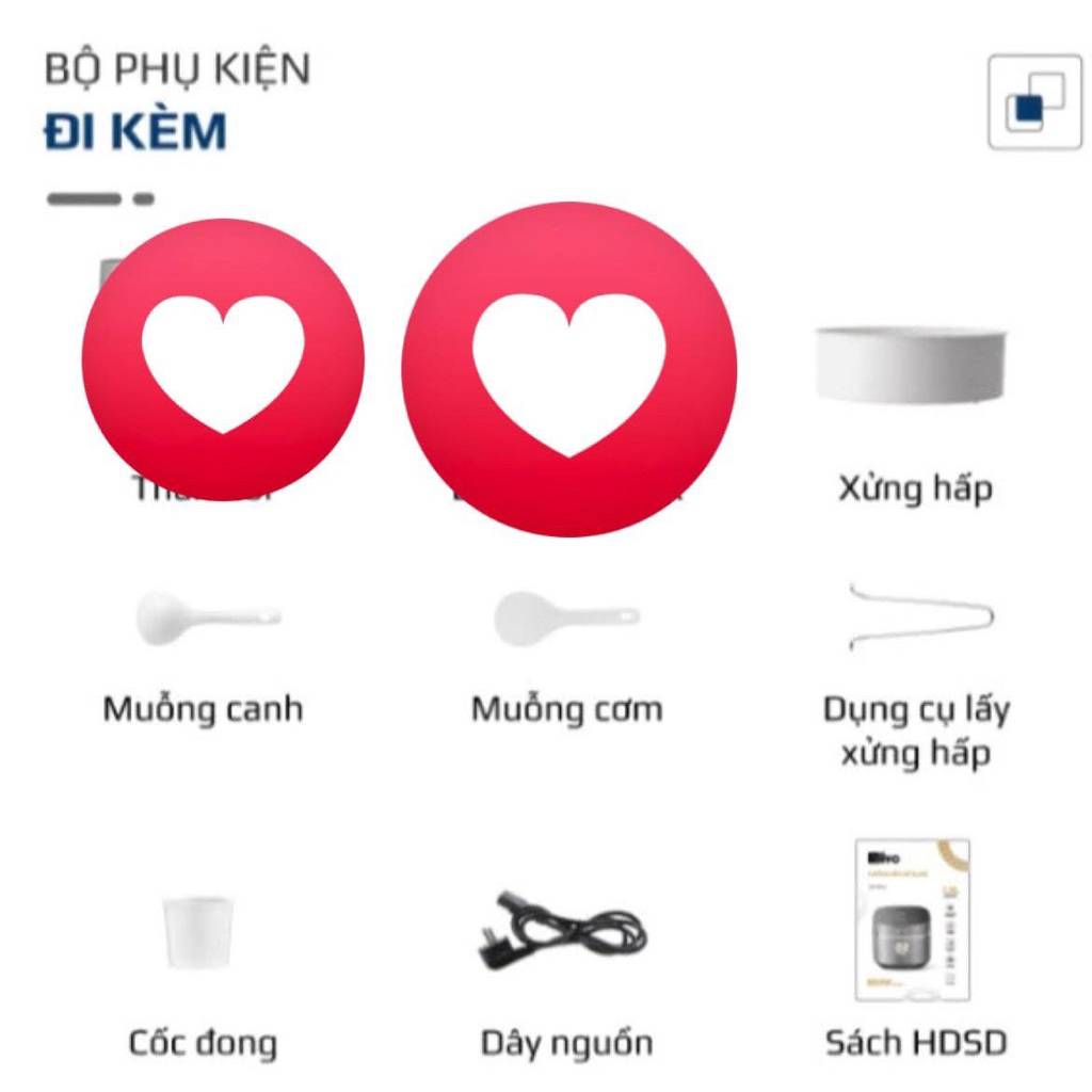 HÀNG TẶNG KHÔNG BÁN Bộ Phụ Kiện Nồi Cơm Olivo RC86 - Olivo RC900IH