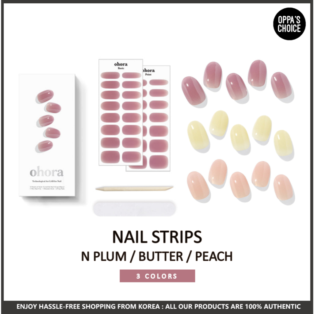 [OHORA] SEMI-CURED GEL NAIL STRIPS - N VEIL LINE (PLUM / BUTTER / PEACH VEIL) - MÓNG TAY GEL CHÍNH H