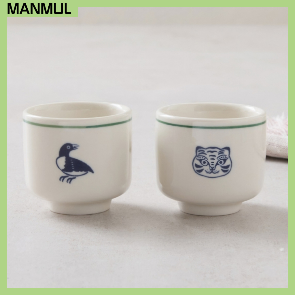 [NHÀ HIỆN ĐẠI] Bộ kính bắn Soju bằng gốm (2P) / Cốc may mắn Tiger & Magpie Hàn Quốc / Bộ đồ ăn thẩm 