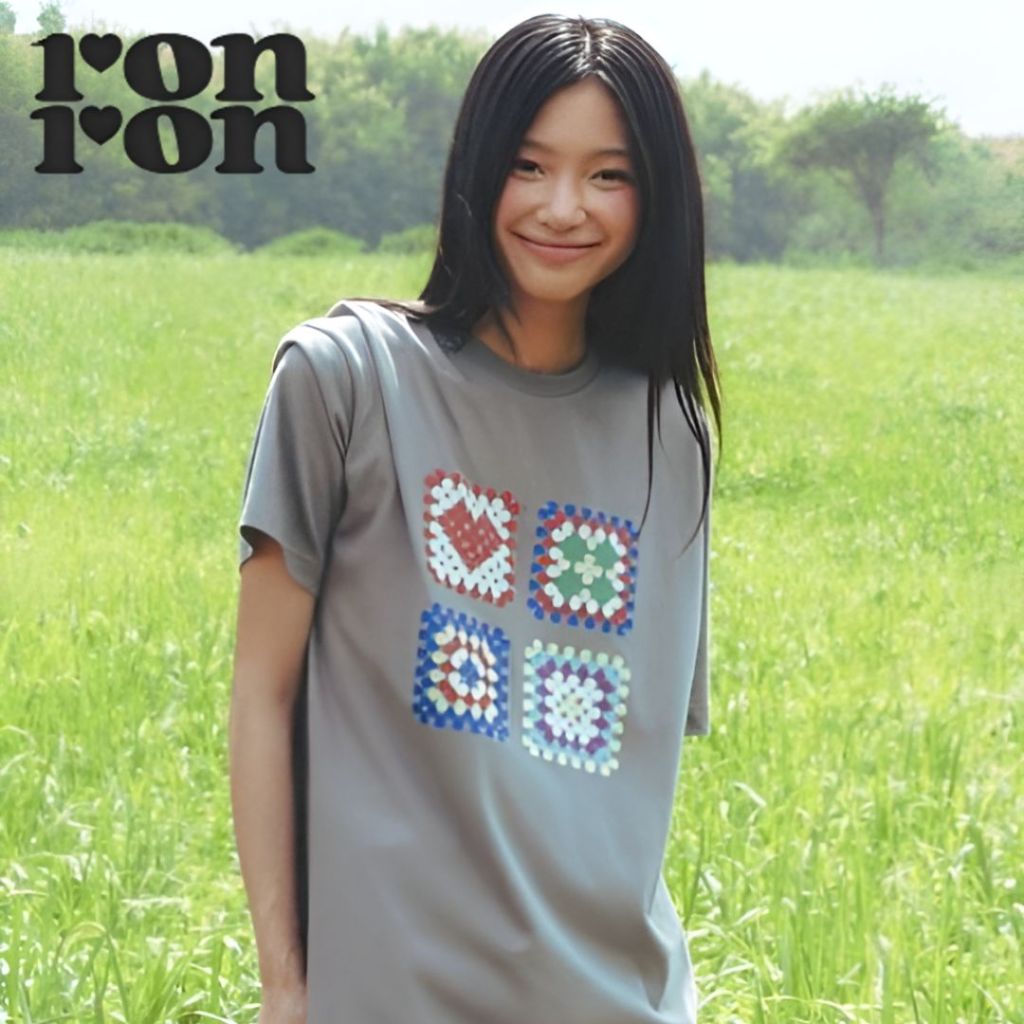 [RONRON] ÁO THUN CROCHET SQUARE OVER FIT / 2 màu