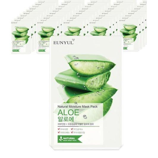 EUNYUL Natural Moisture Mask Pack Aloe 22ml x 50 chiếc Bộ số lượng lớn - Mặt nạ làm dịu & dưỡng ẩm c
