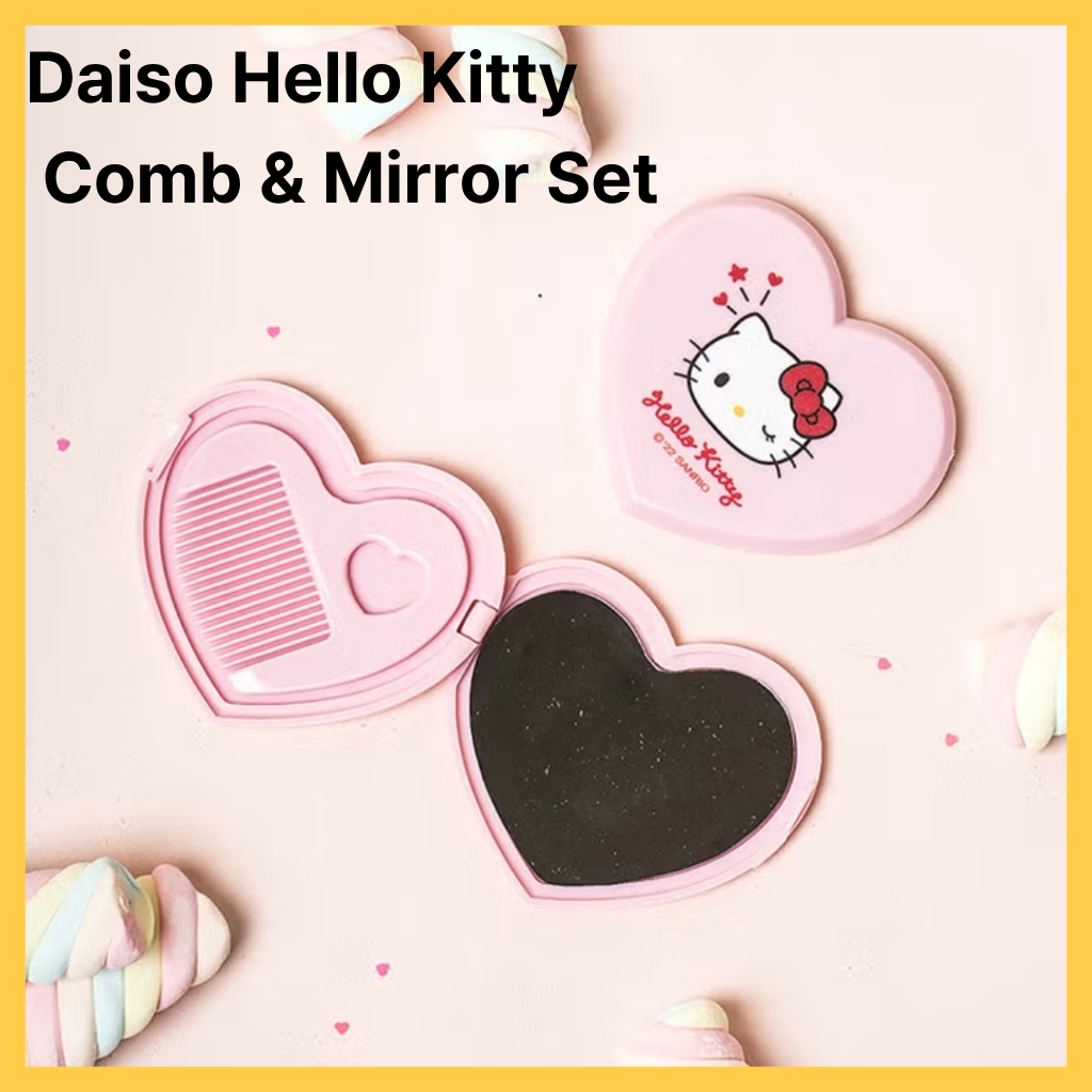 Bộ Lược & Gương Daiso Hello Kitty