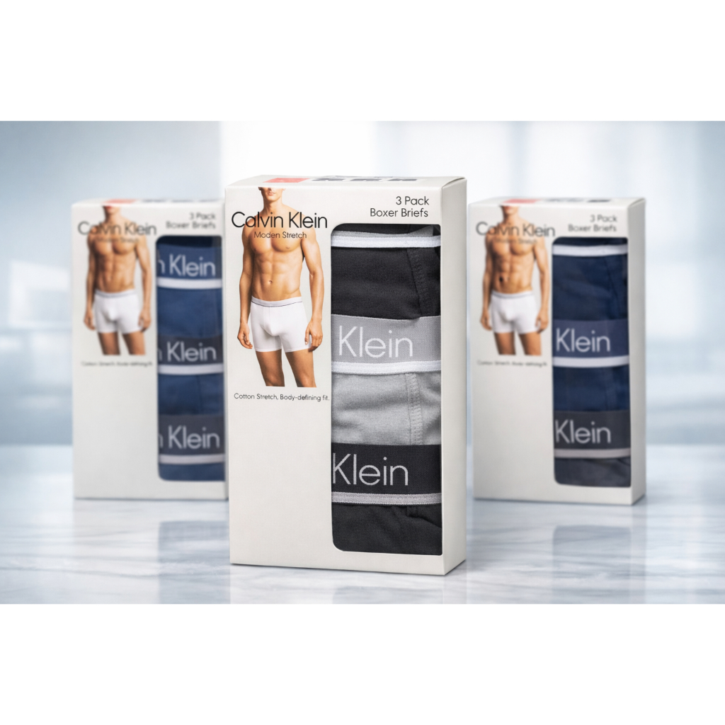 Quần Lót Boxer Nam Calvin Klein Cotton Cao Cấp, Co Dãn Tốt - 3 Gói