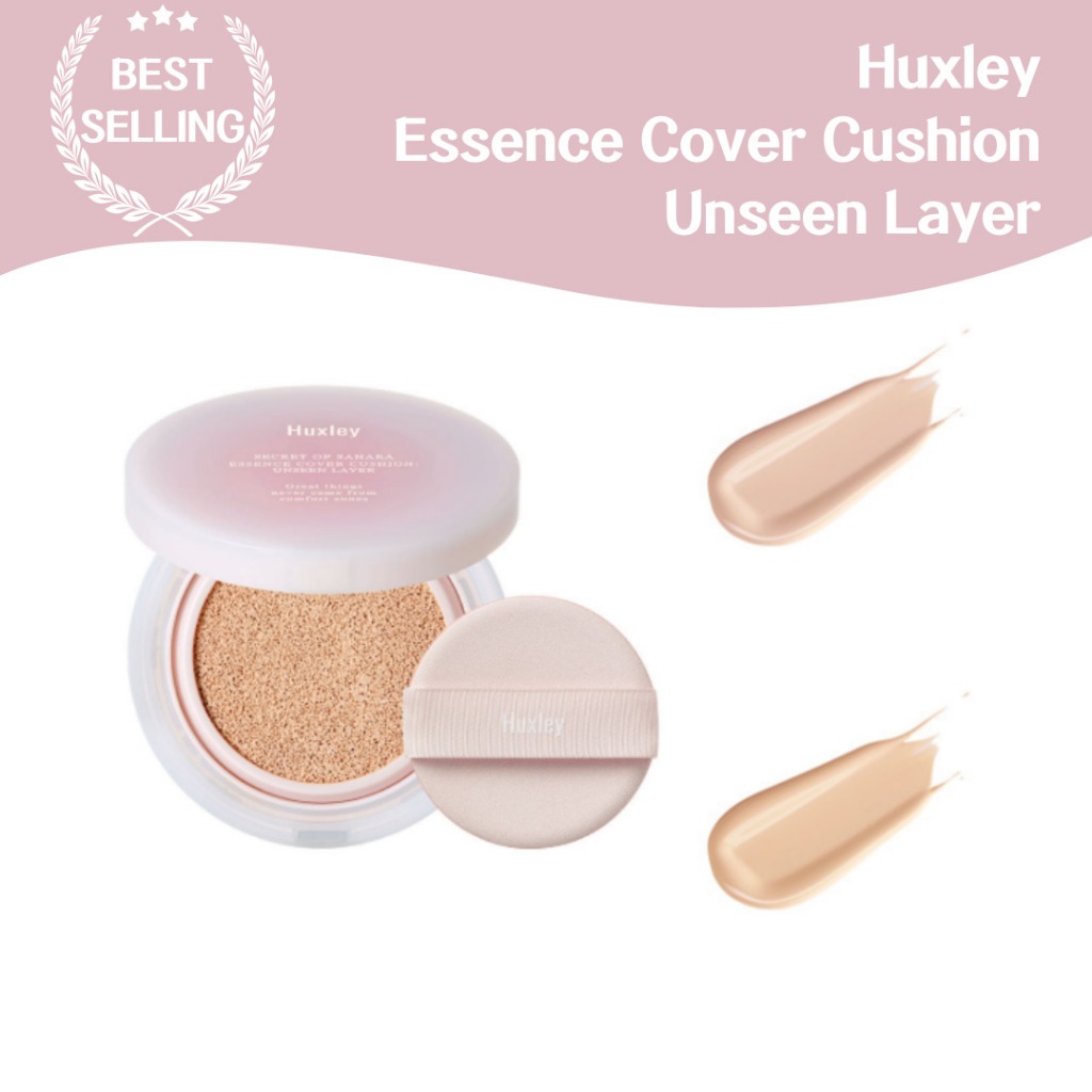 Huxley Essence Cover Cushion Unseen Layer 2 màu (Đào sa mạc / Cát san hô) Vỏ siêu nhẹ, tông màu tự n